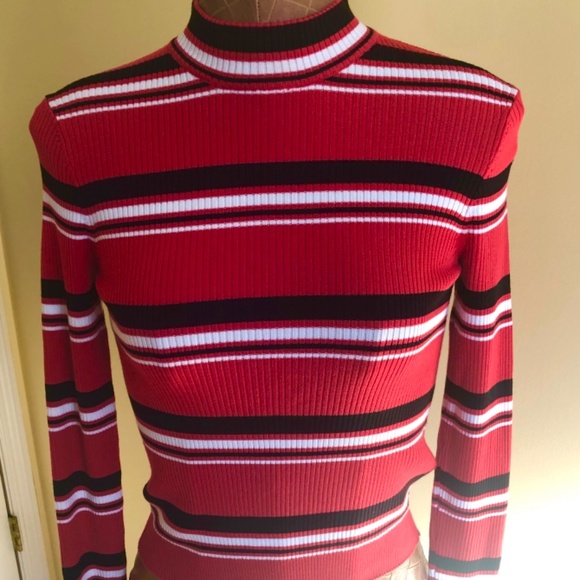 NWOT, Striped, Ribbed Sweater, Red, White & Black - Picture 7 of 8